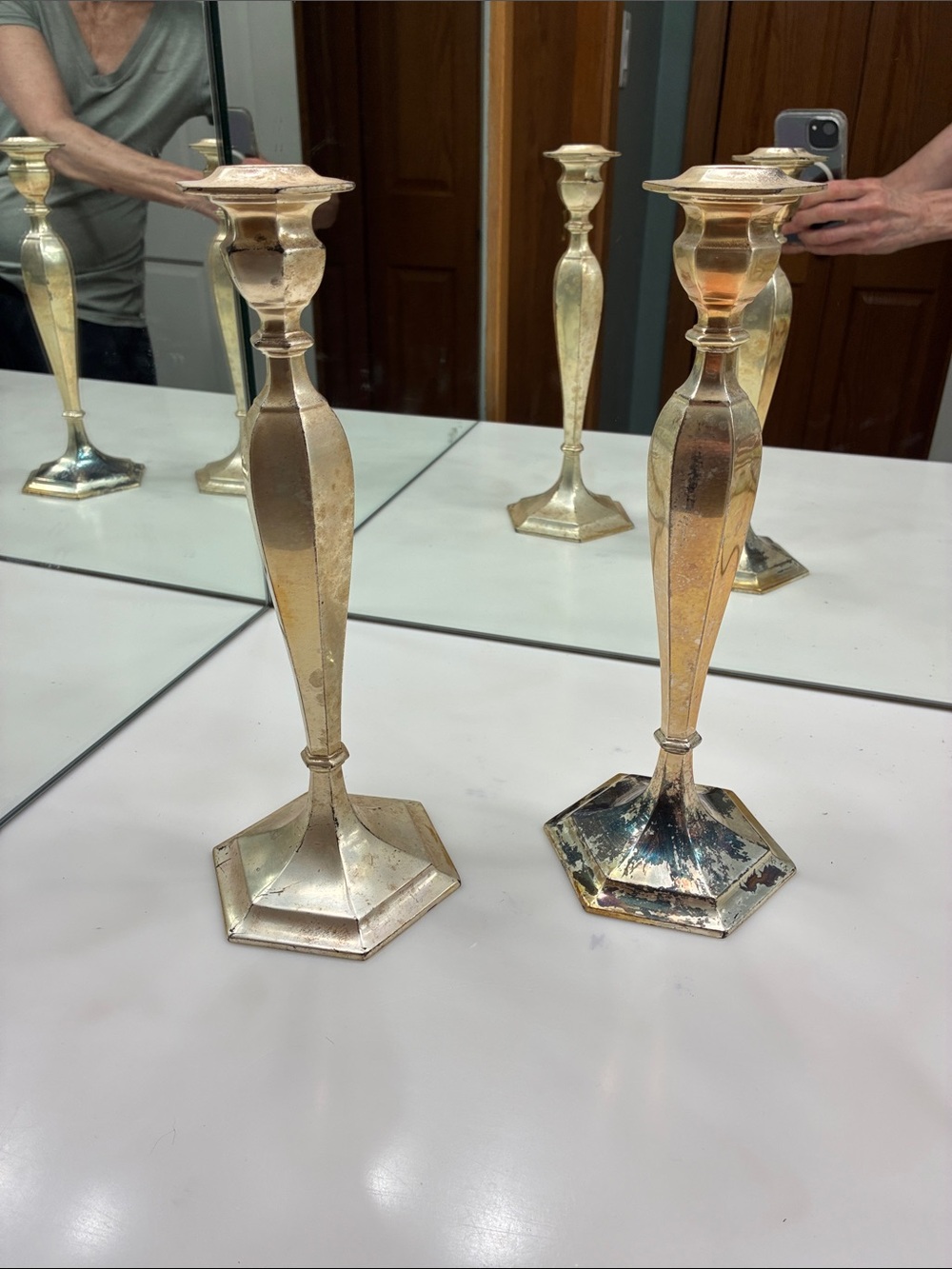 (2) Vintage W. B. Mfg 12 Inch Silverplated Candleholders